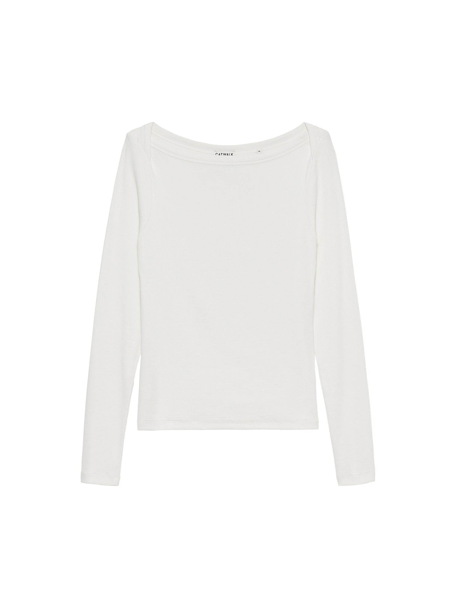 Boatneck rib lange mouw Off White