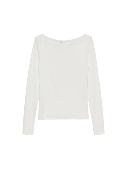 Boatneck rib long sleeve Off White