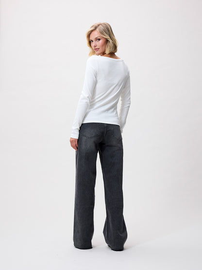 Boatneck rib long sleeve Off White