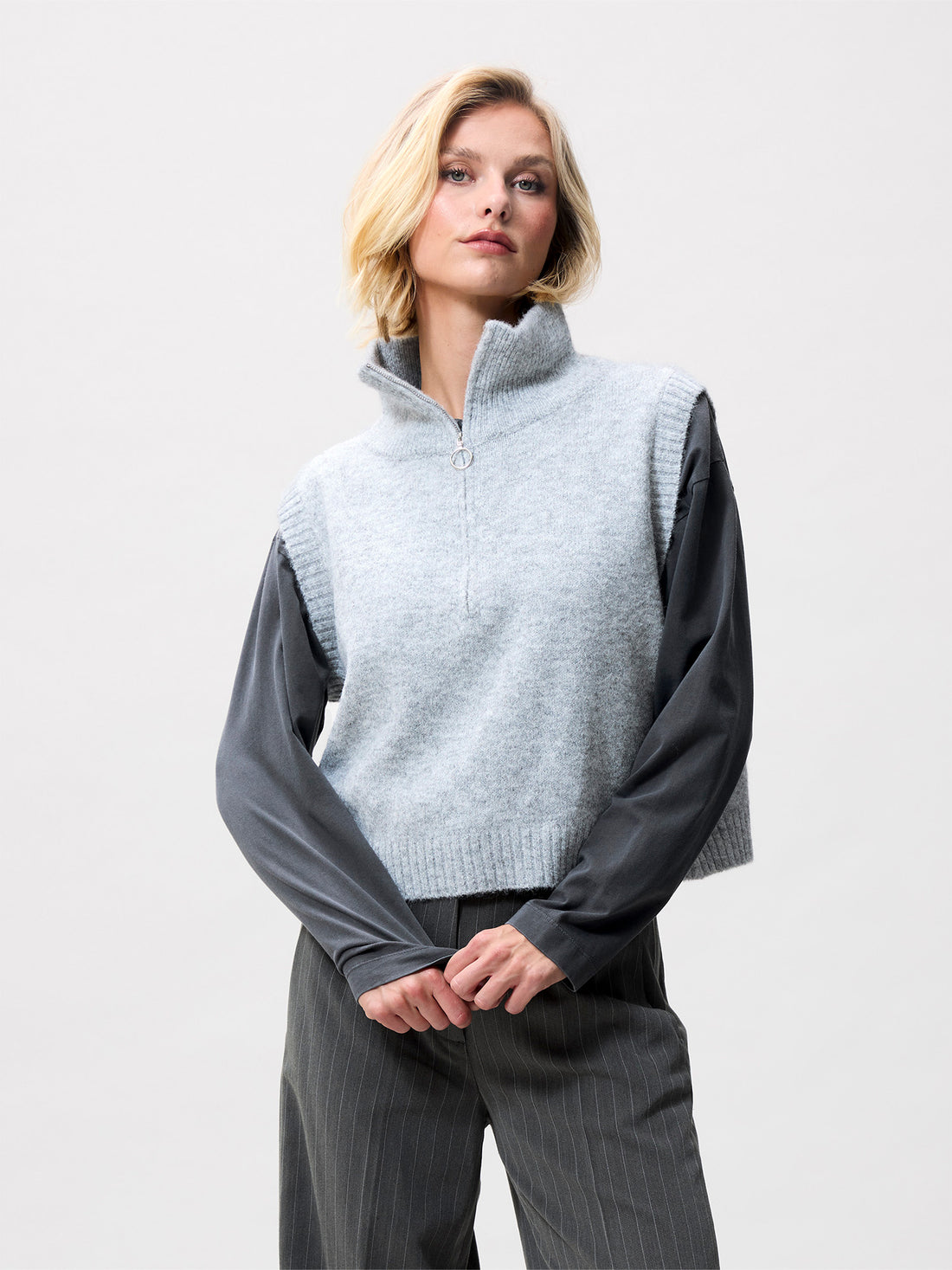Half zip vest Grey Melange