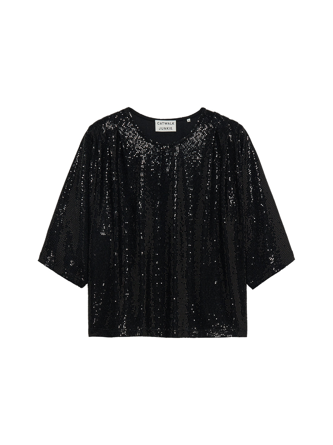 Pleated shoulder top Black