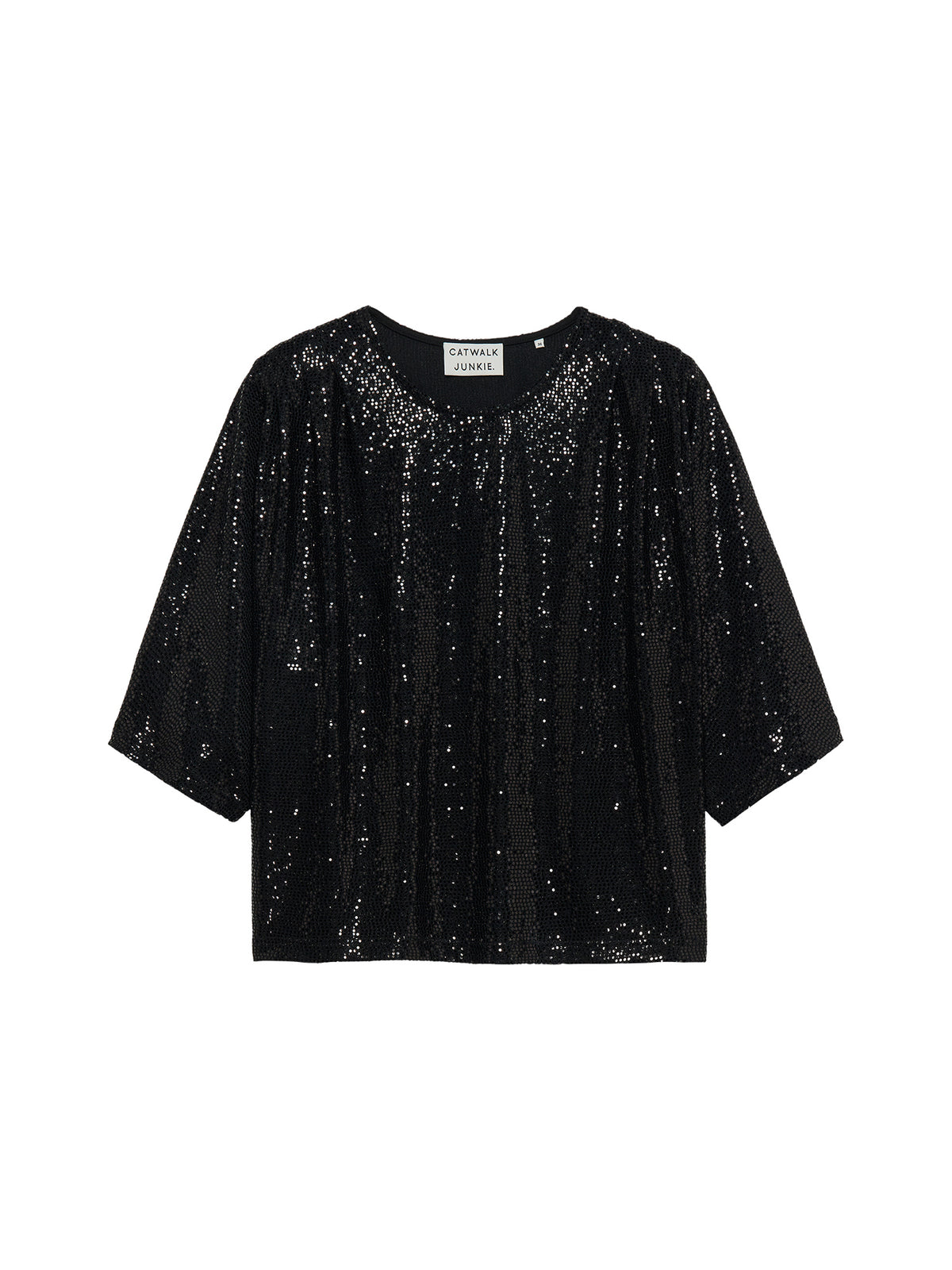 Pleated shoulder top Zwart