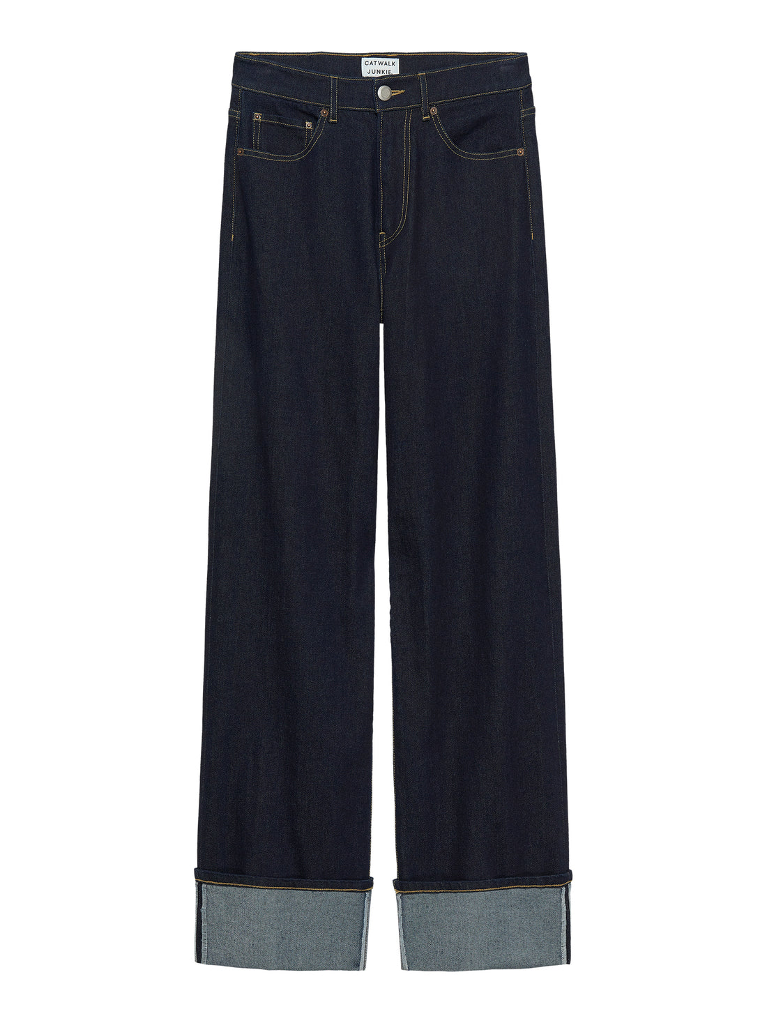Loose fit jeans with fold Dark Blue