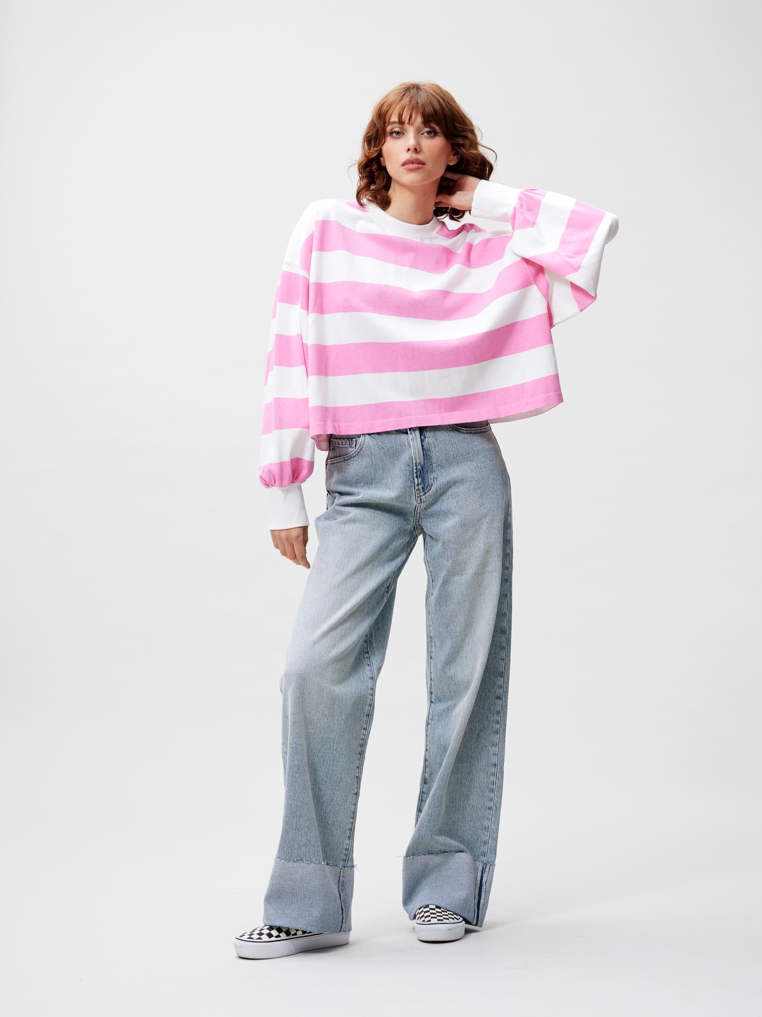 Oversized gestreepte lange mouw Rosebloom