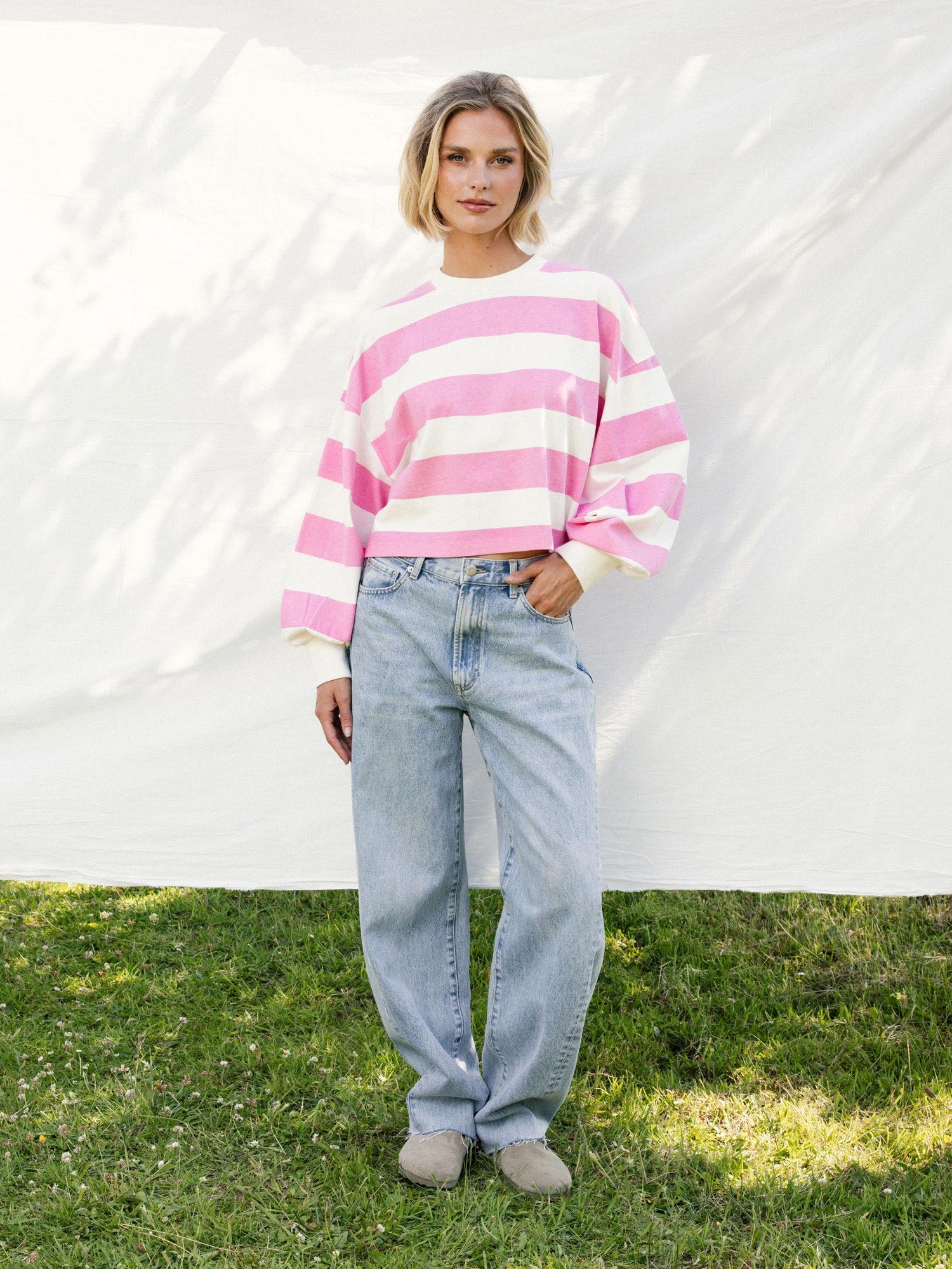 Oversized gestreepte lange mouw Rosebloom