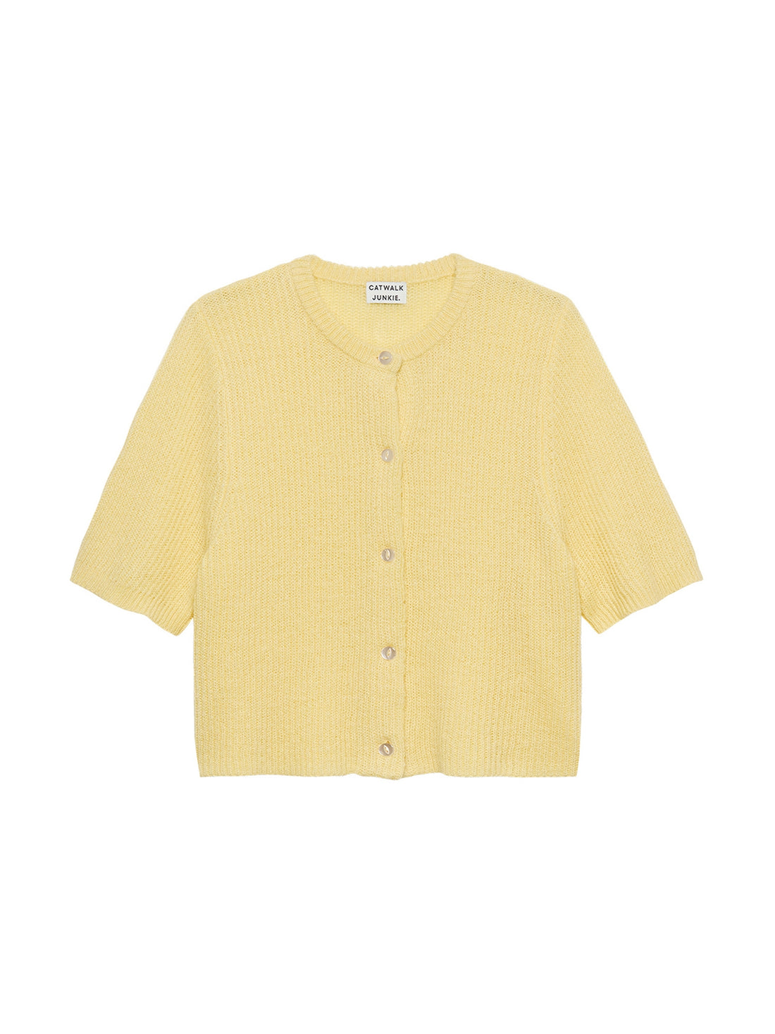 Short sleeve knitted cardigan Mellow Yellow