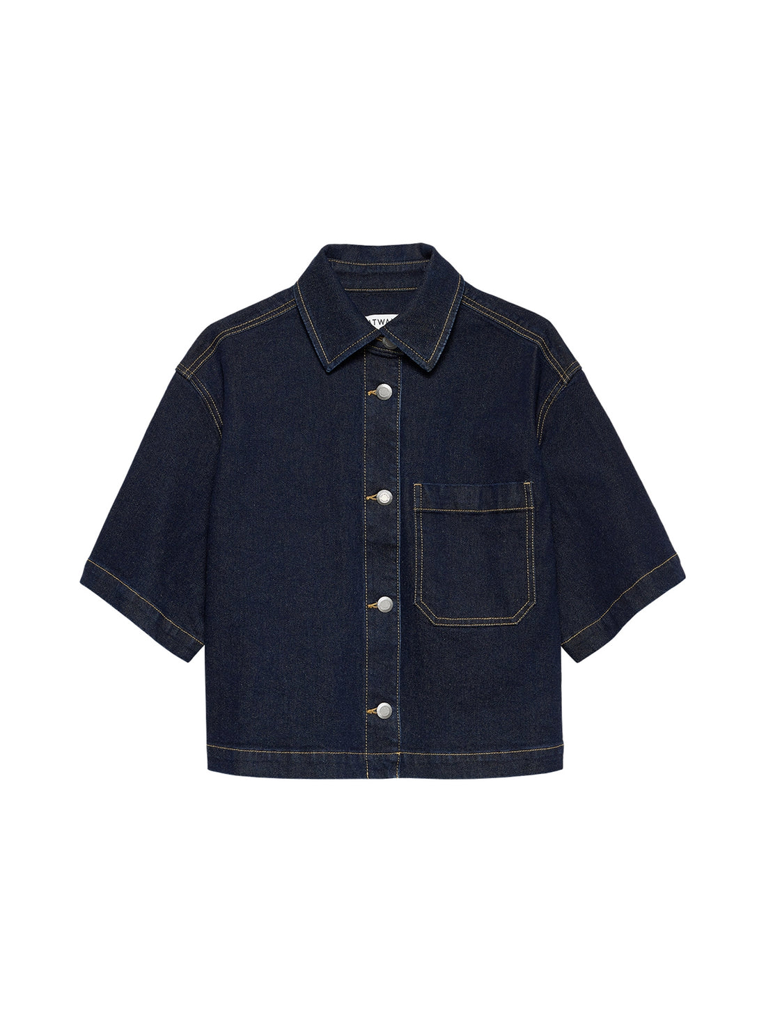 Spijkerblouse met korte mouwen Donkerblauw