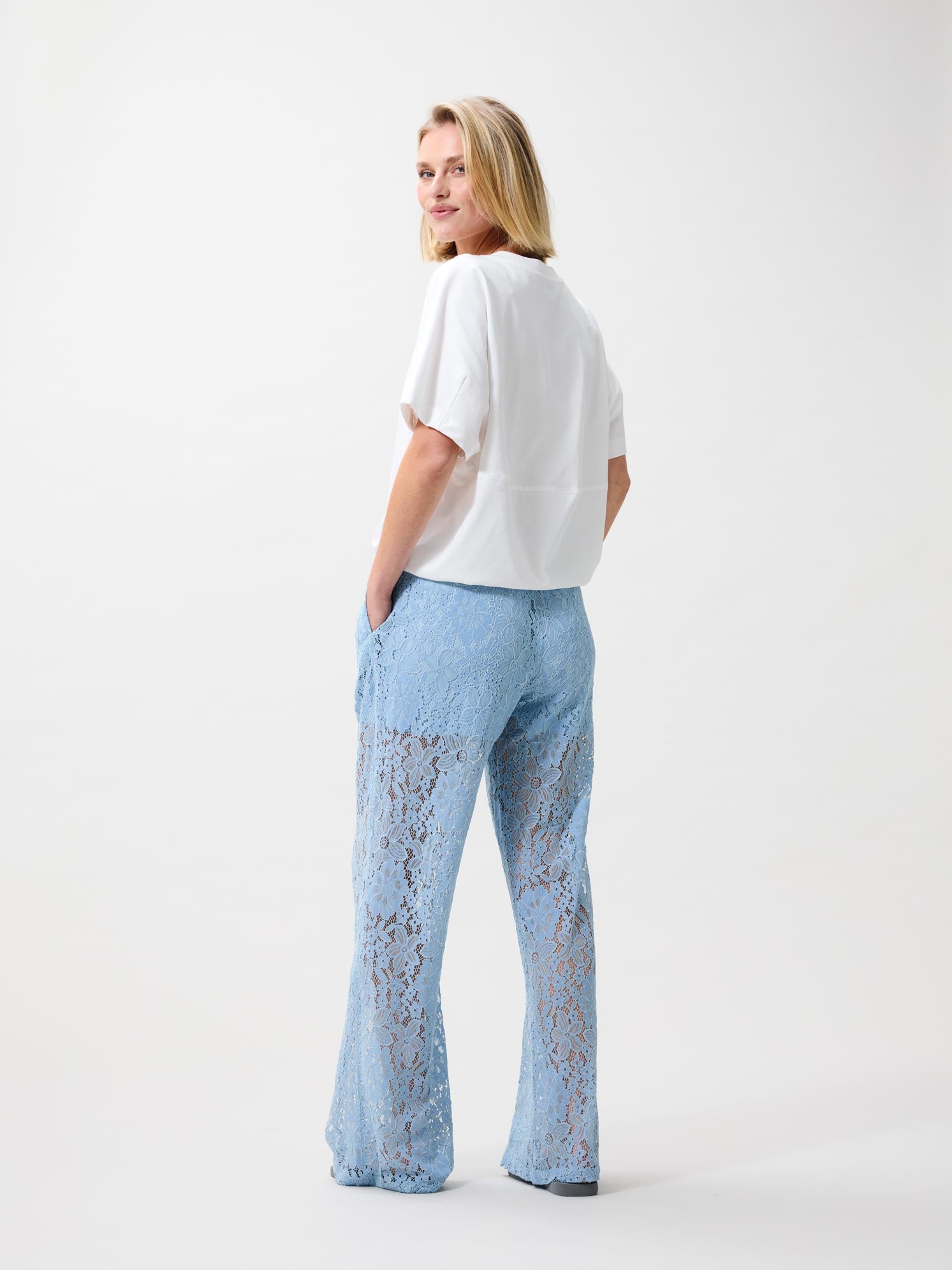 Pull on lace trousers Powder Blue