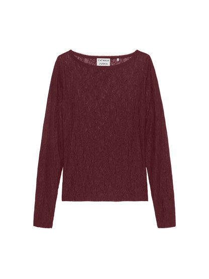 Boatneck rib long sleeve Merlot