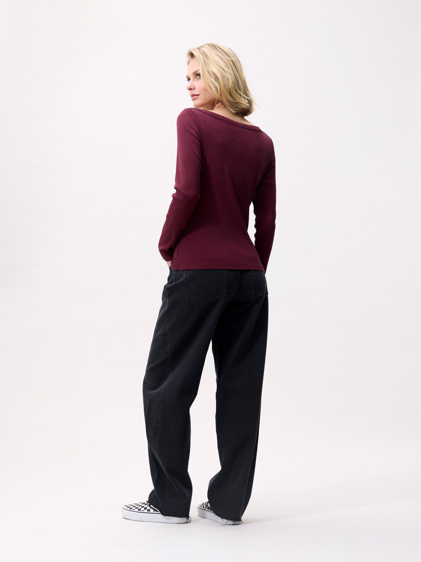 Boatneck rib long sleeve Merlot