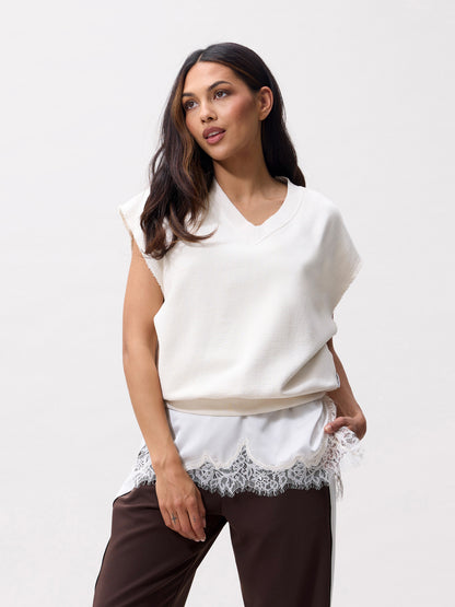 Lace spaghetti top Cream