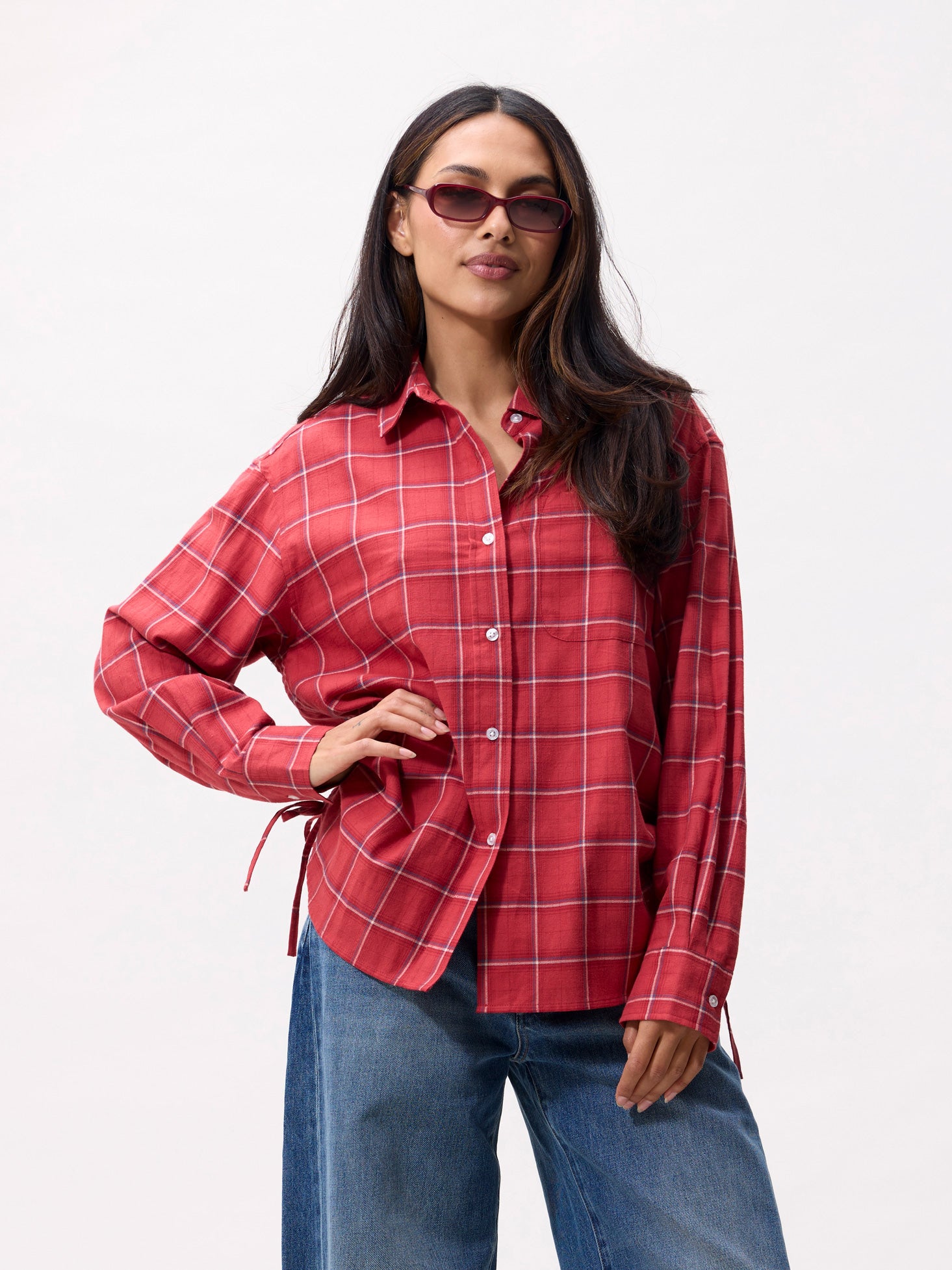 Blouse met ruitpatroon rood