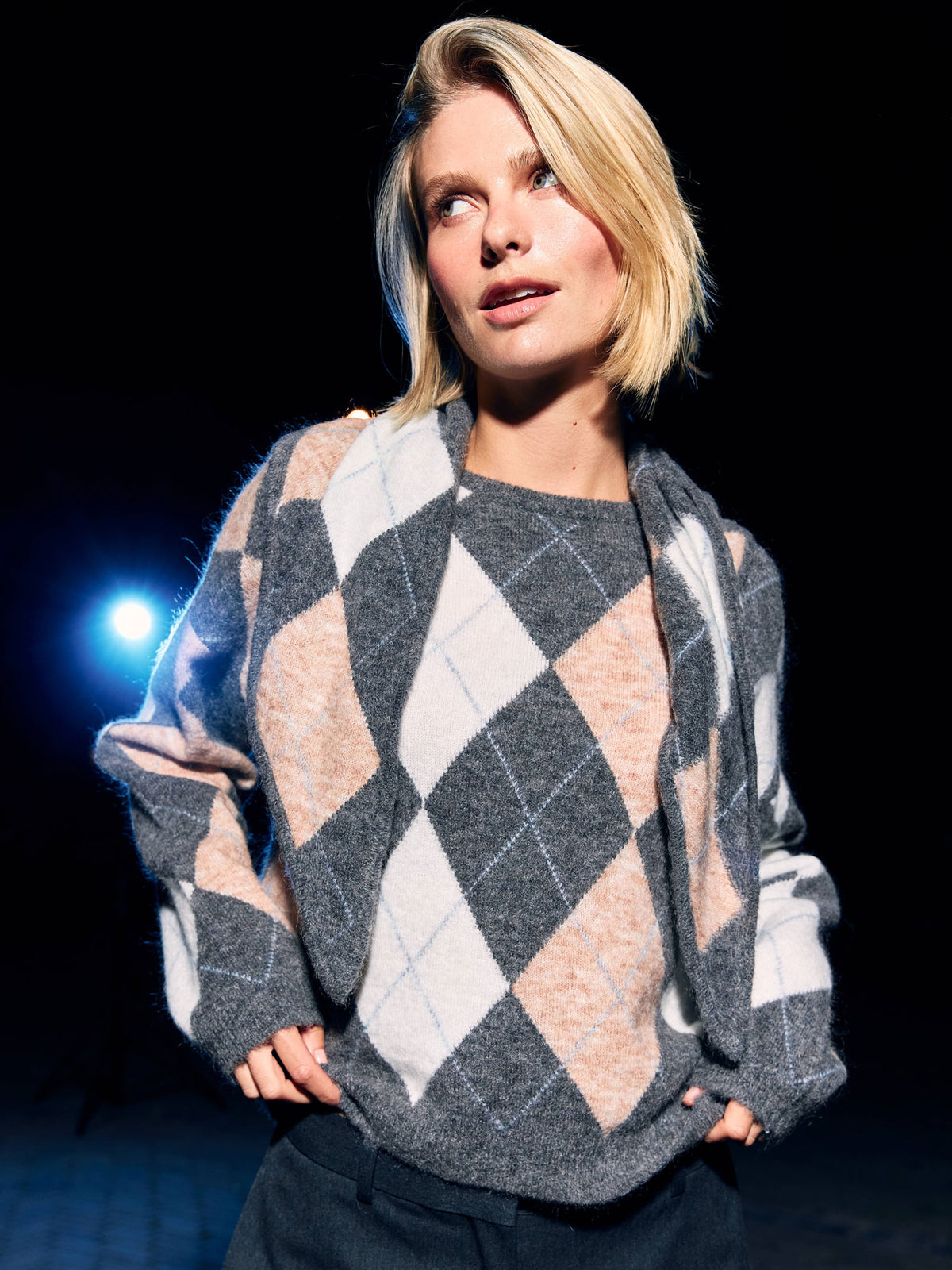 Argyle knit Dark Grey Melange