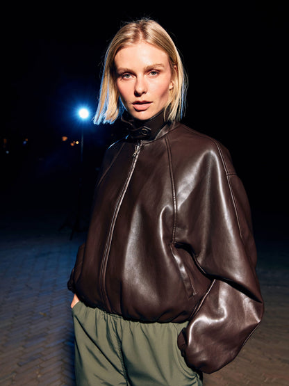 Vegan leather jacket Dark Cacao
