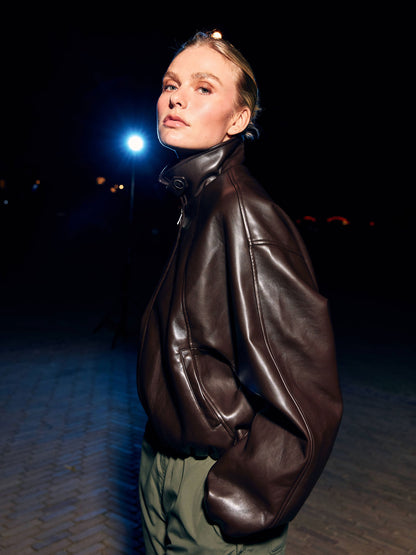Vegan leather jacket Dark Cacao