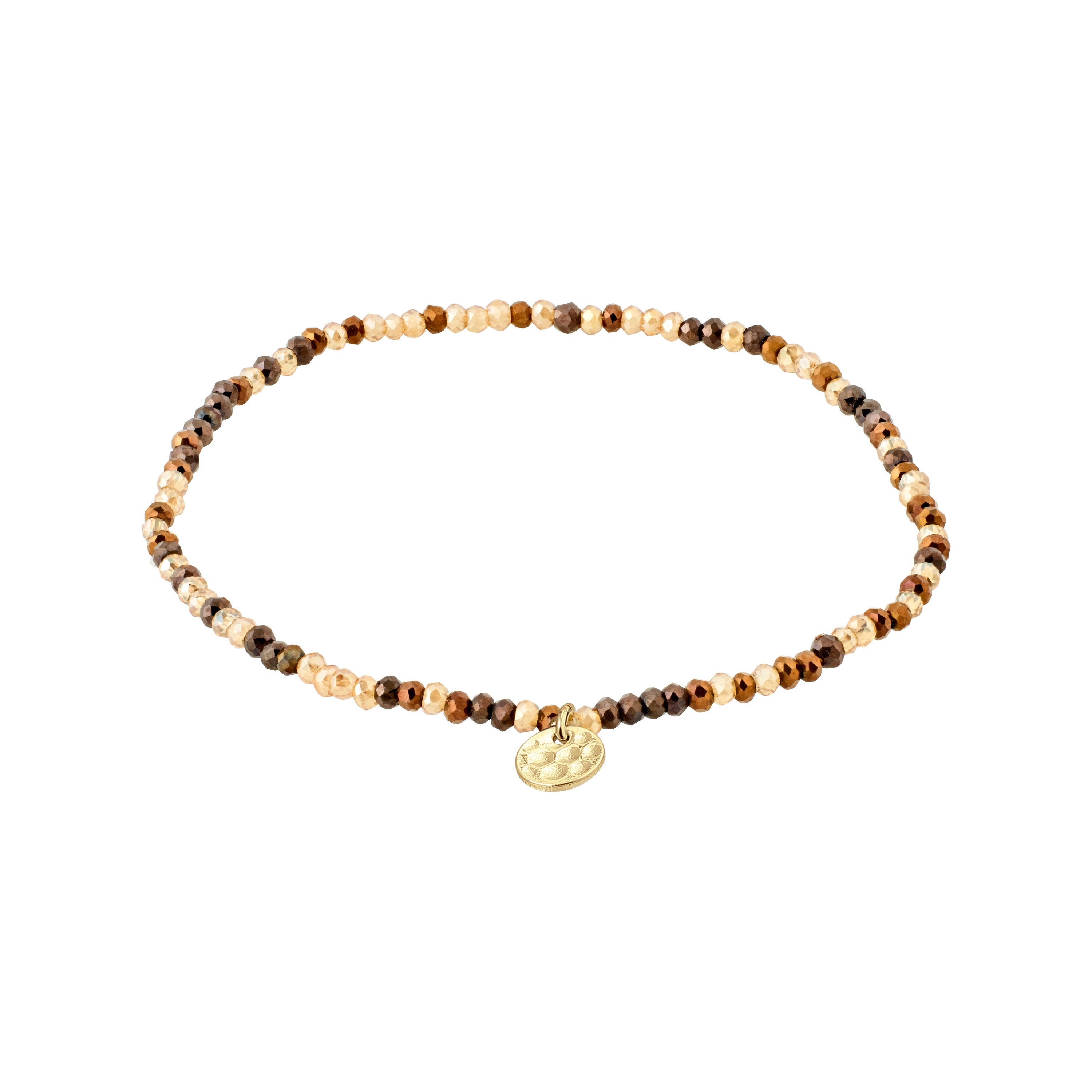 INDIE Armband, donkerbruin-mix, verguld