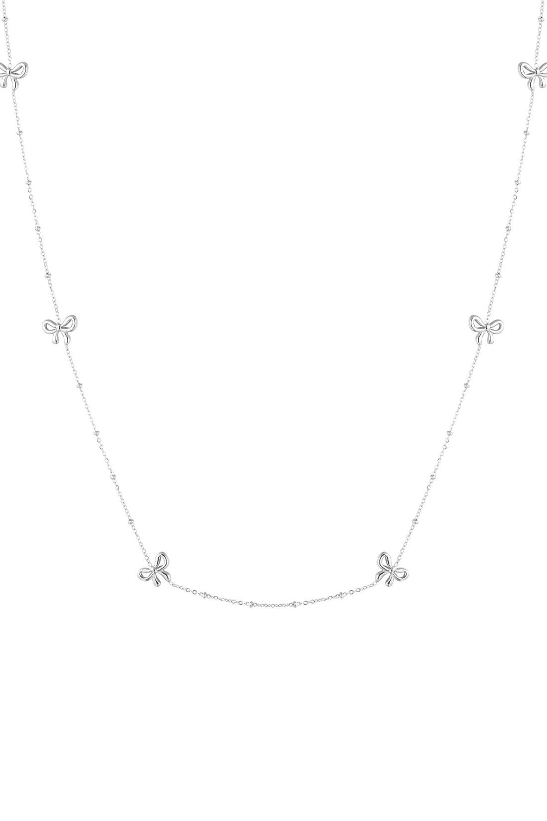 Lange Kette Schleifen Silberfarbig