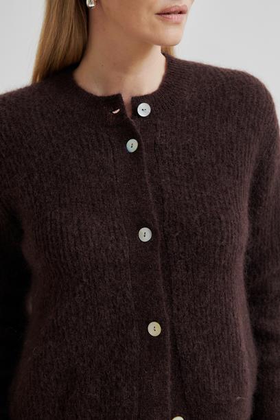 Andrea Knit Rib LS Cardigan Demitasse