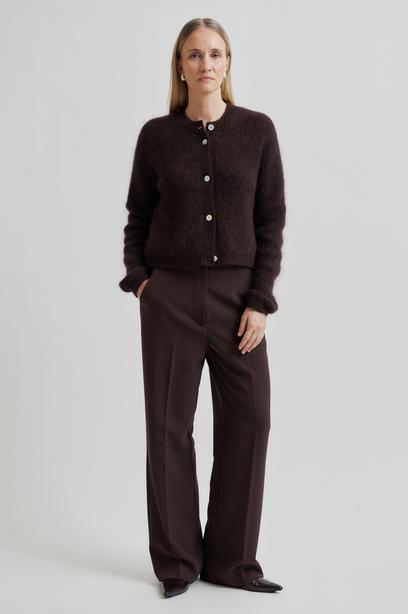 Andrea Knit Rib LS Cardigan Demitasse