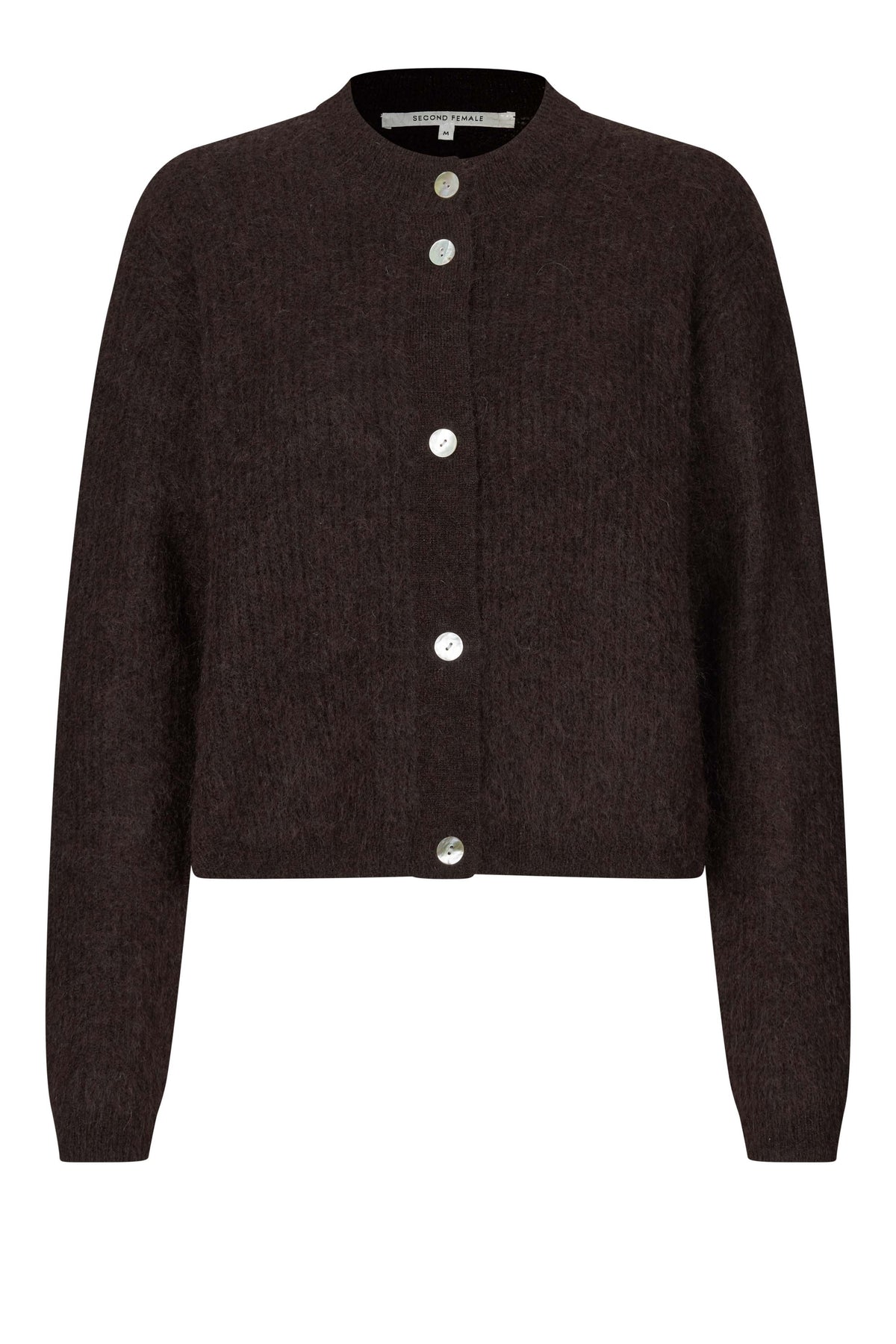 Andrea Knit Rib LS Cardigan Demitasse