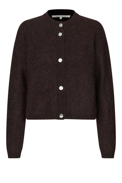 Andrea Knit Rib LS Cardigan Demitasse