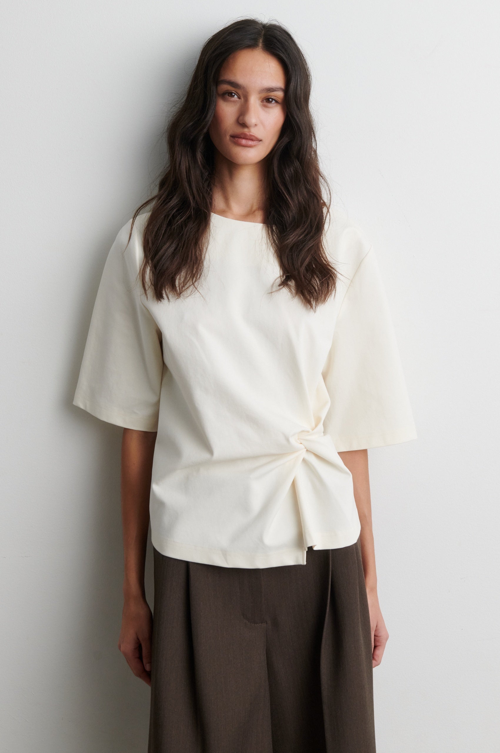 Arkai Drape Tee Eggnog