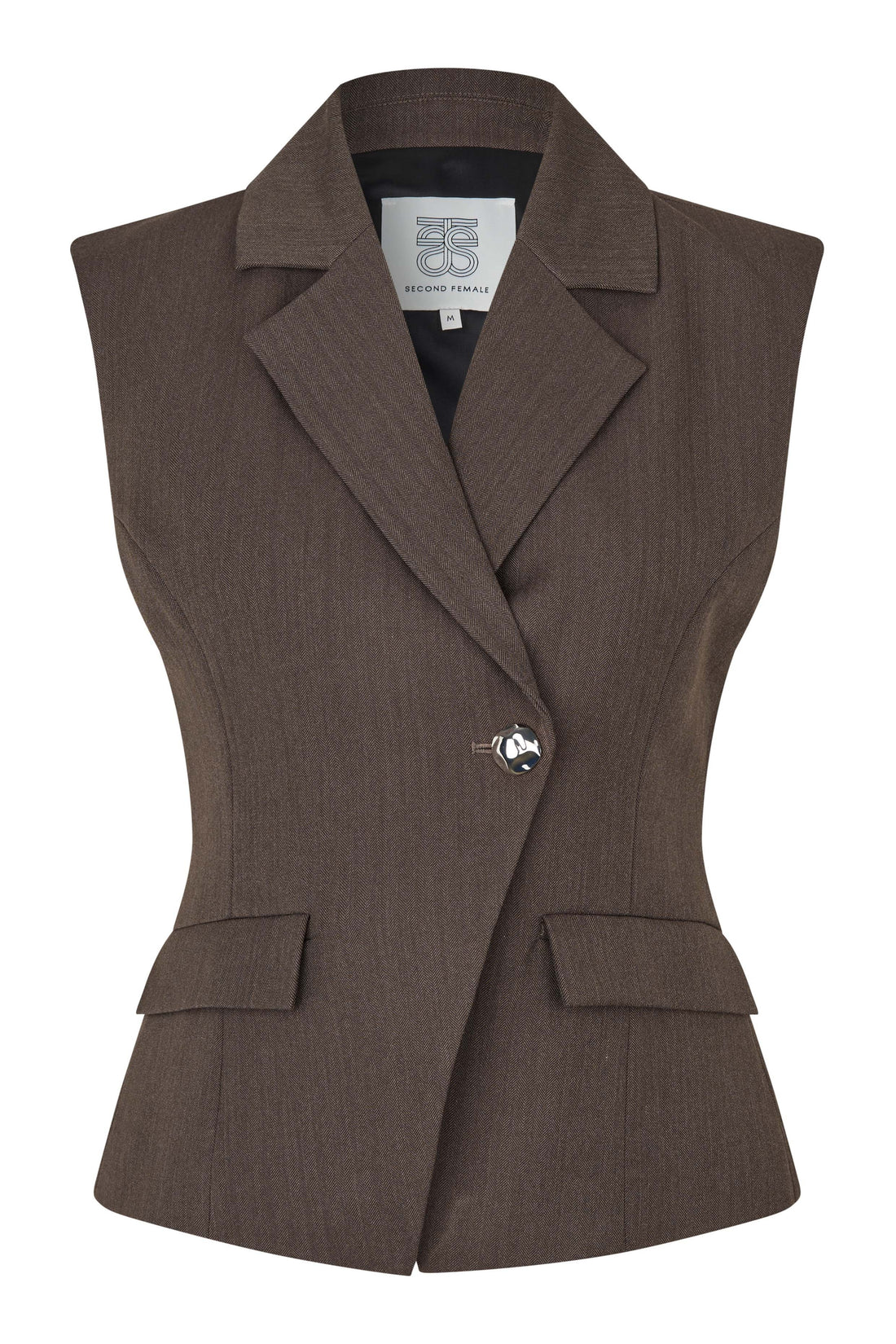 Riese Fitted Waistcoat Dark Brown Melange