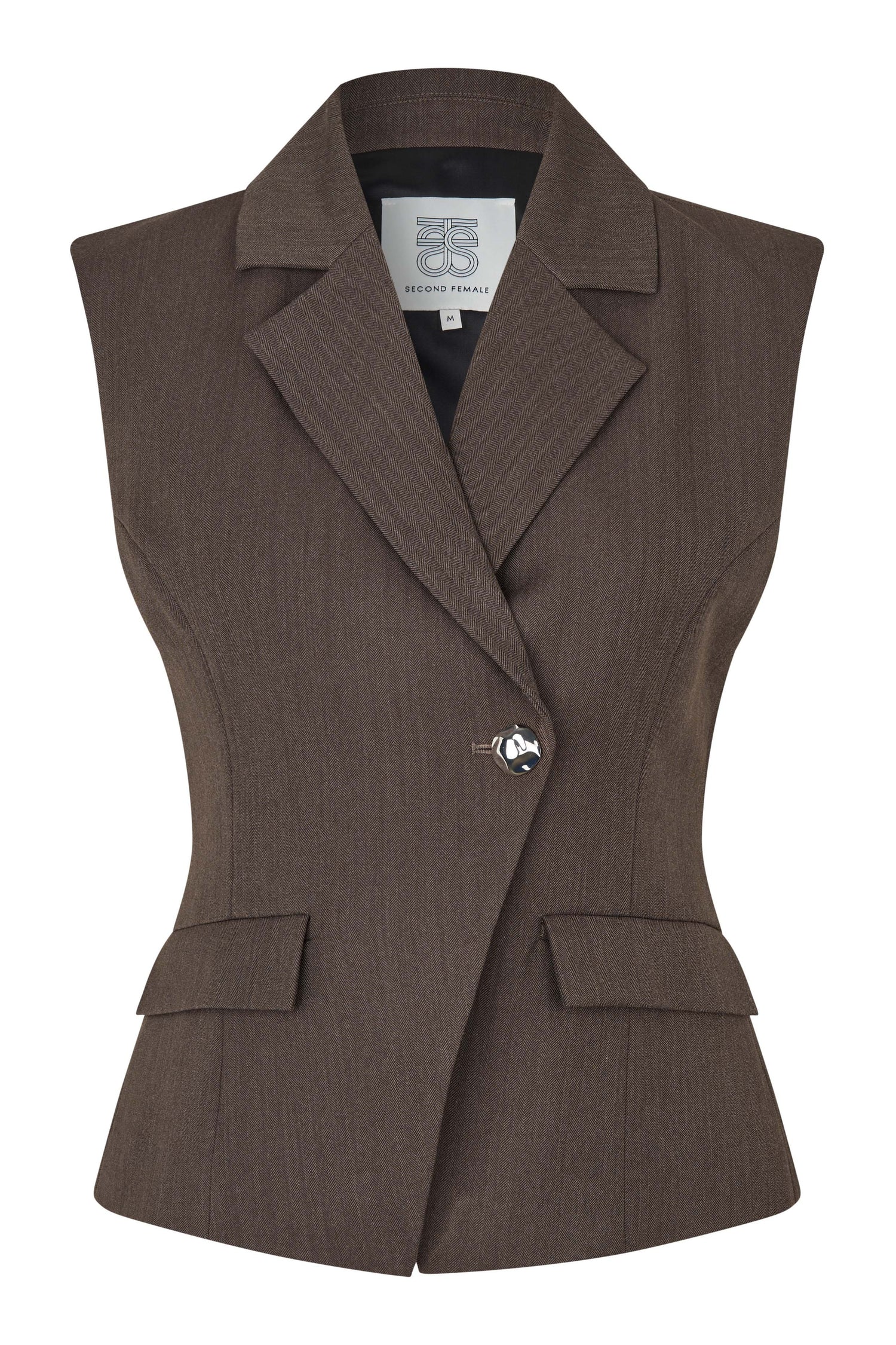 Riese Fitted Waistcoat Dark Brown Melange