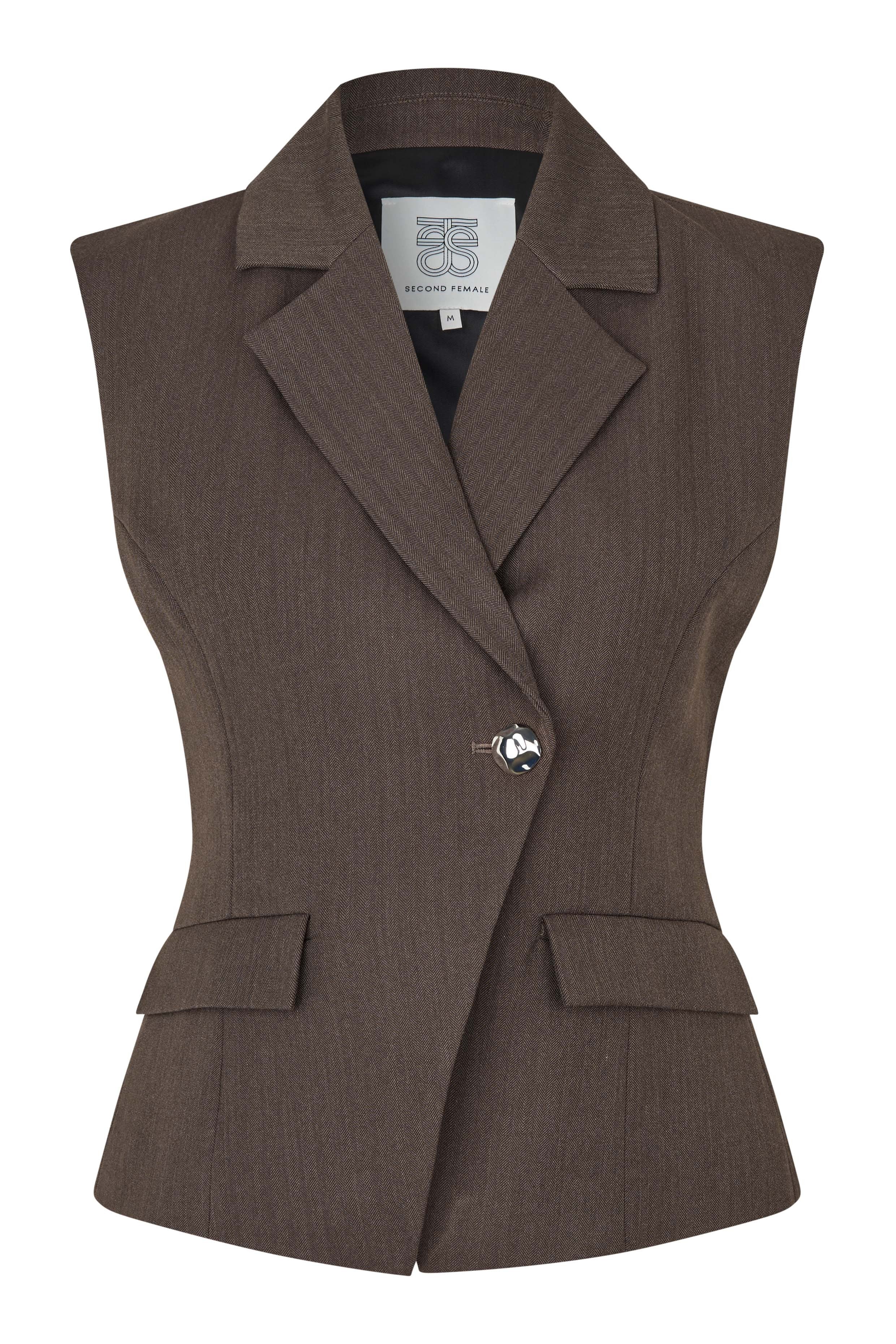 Riese Fitted Waistcoat Dark Brown Melange