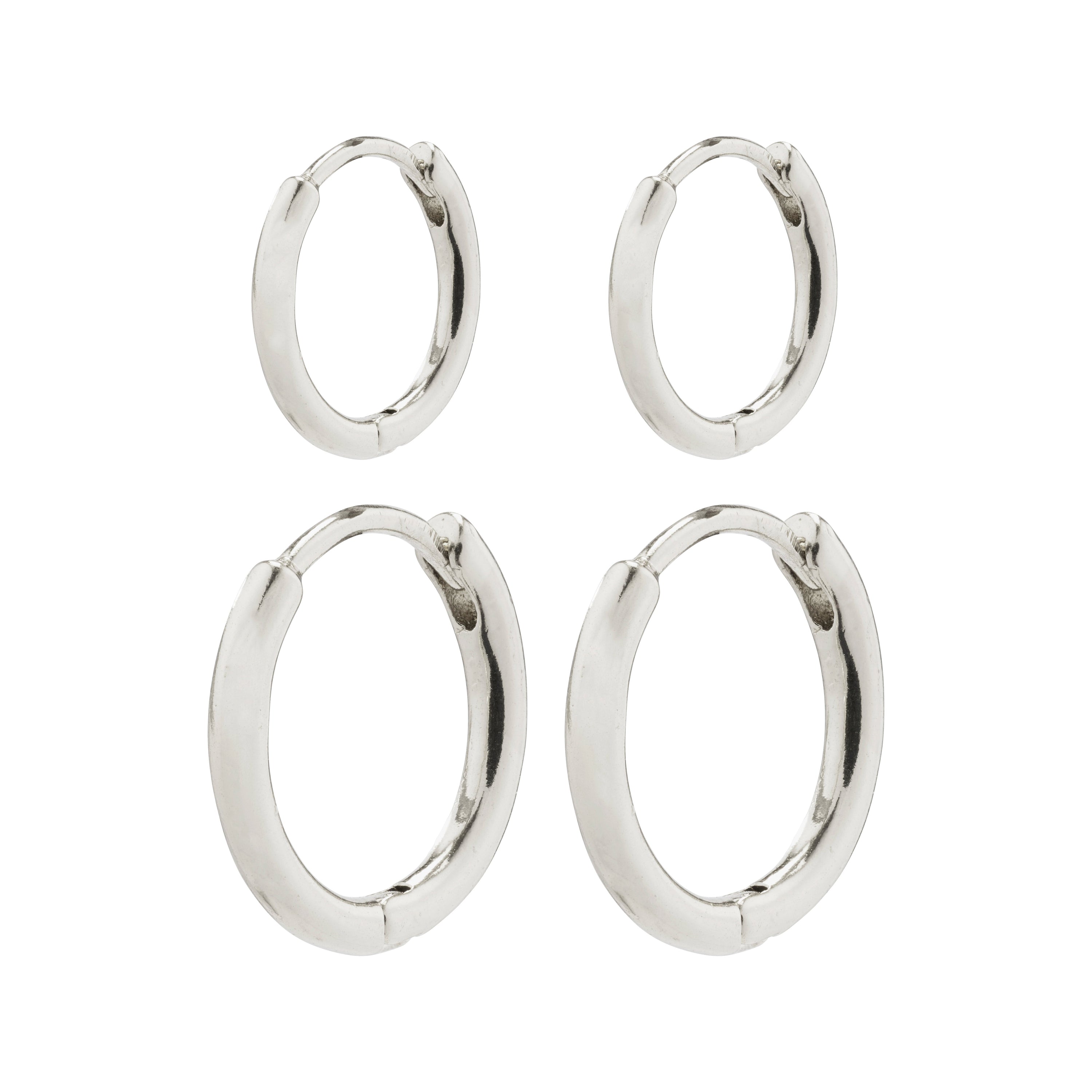 ARIELLA Gerecyclede Huggie Hoops, 2-in-1 Set, Verzilverd