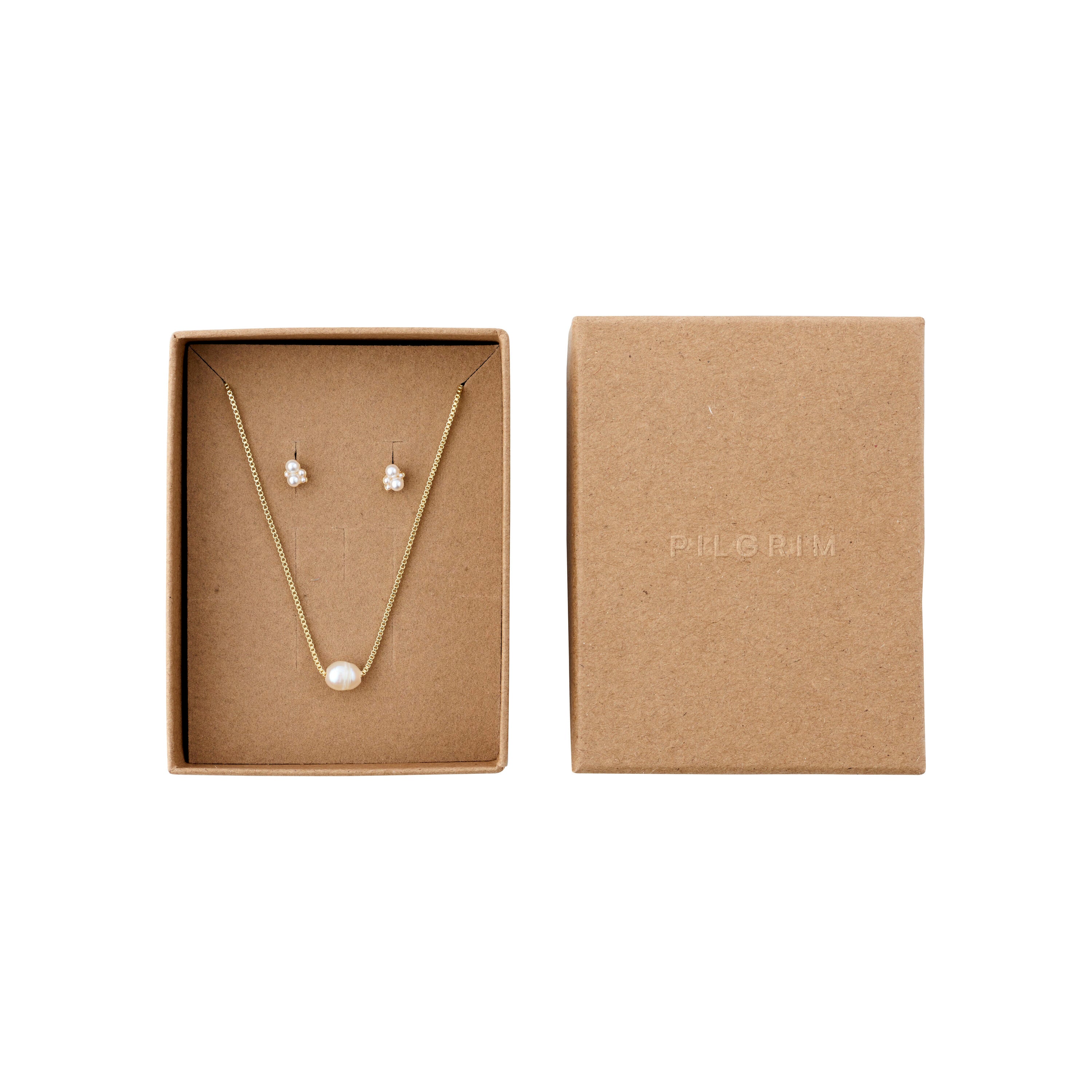 ALAYAH Geschenkset, ketting &amp; oorbellen, verguld