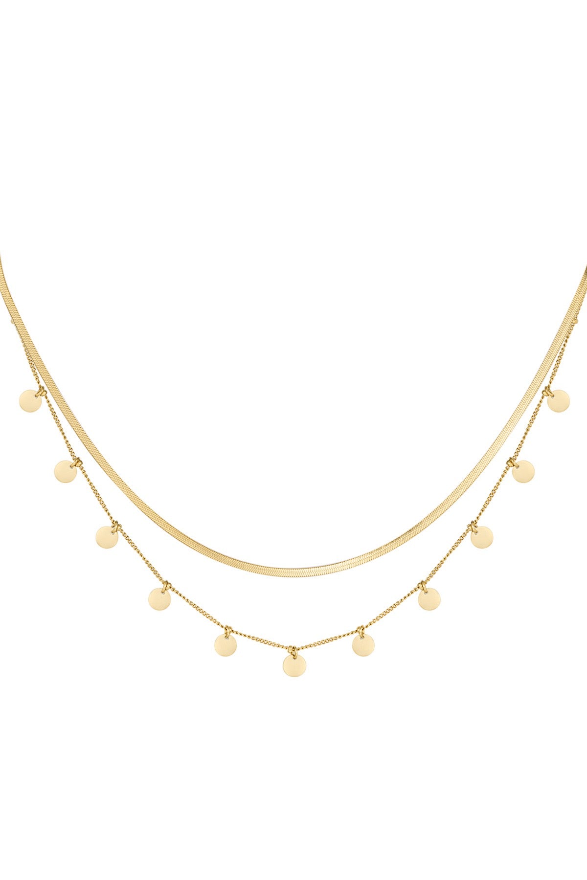 Dubbellaagse ketting munt goudkleurig