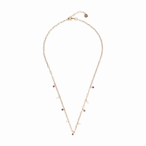 Spontane Granaat Rozenkwarts Vergulde Ketting