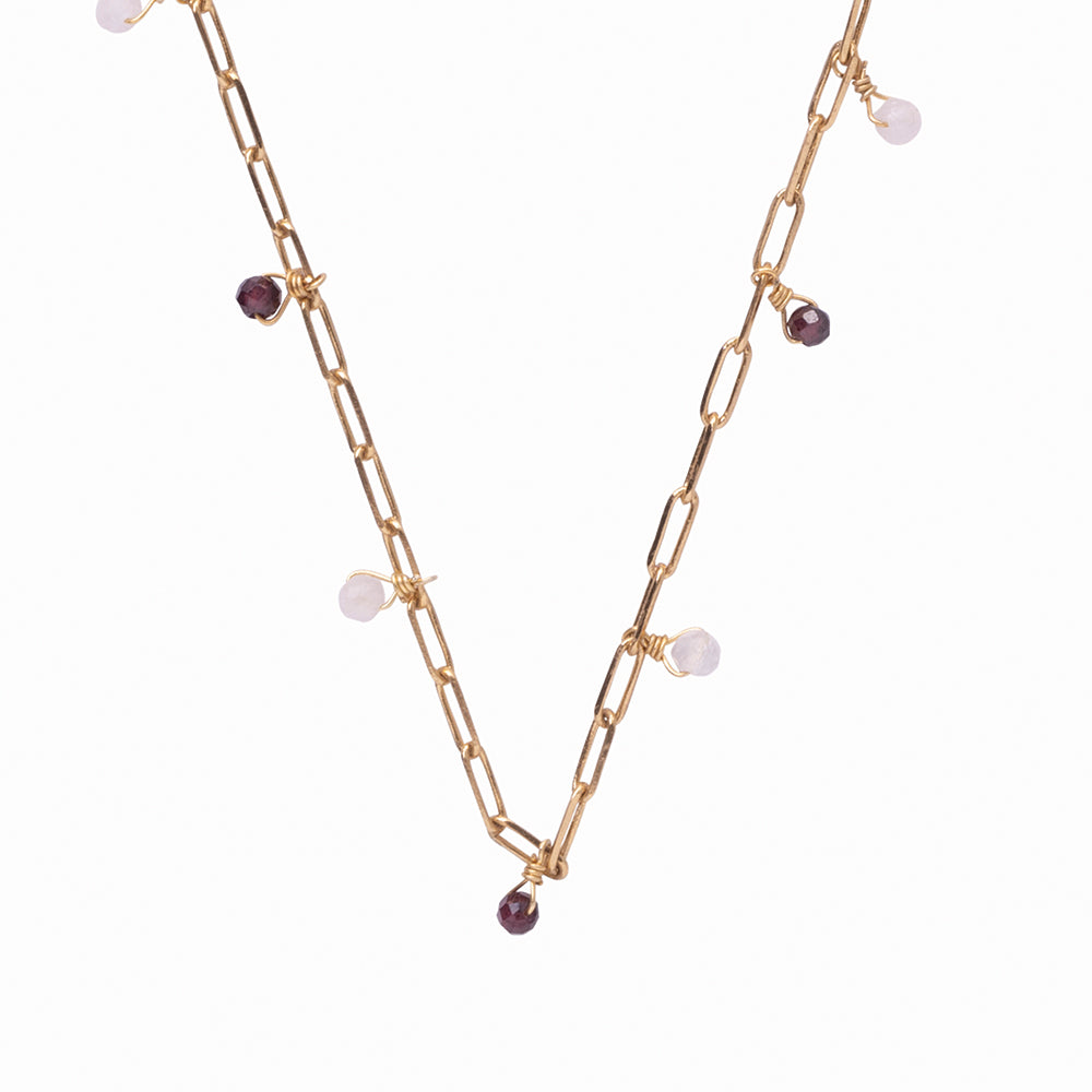 Spontane Granaat Rozenkwarts Vergulde Ketting