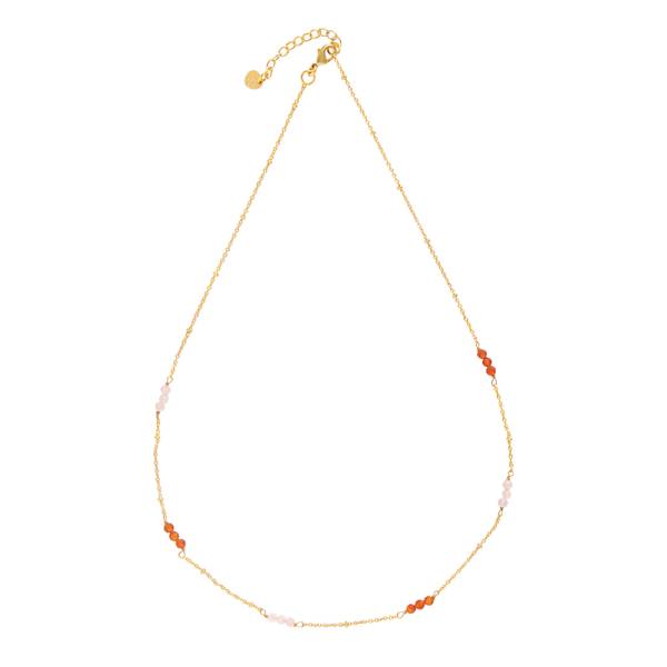 Longing Rozenkwarts Carneool Vergulde Ketting