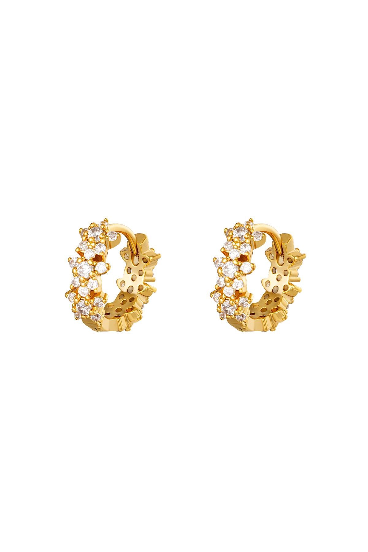 Ohrringe Stern-Strass aus Kupfer Goldfarbe