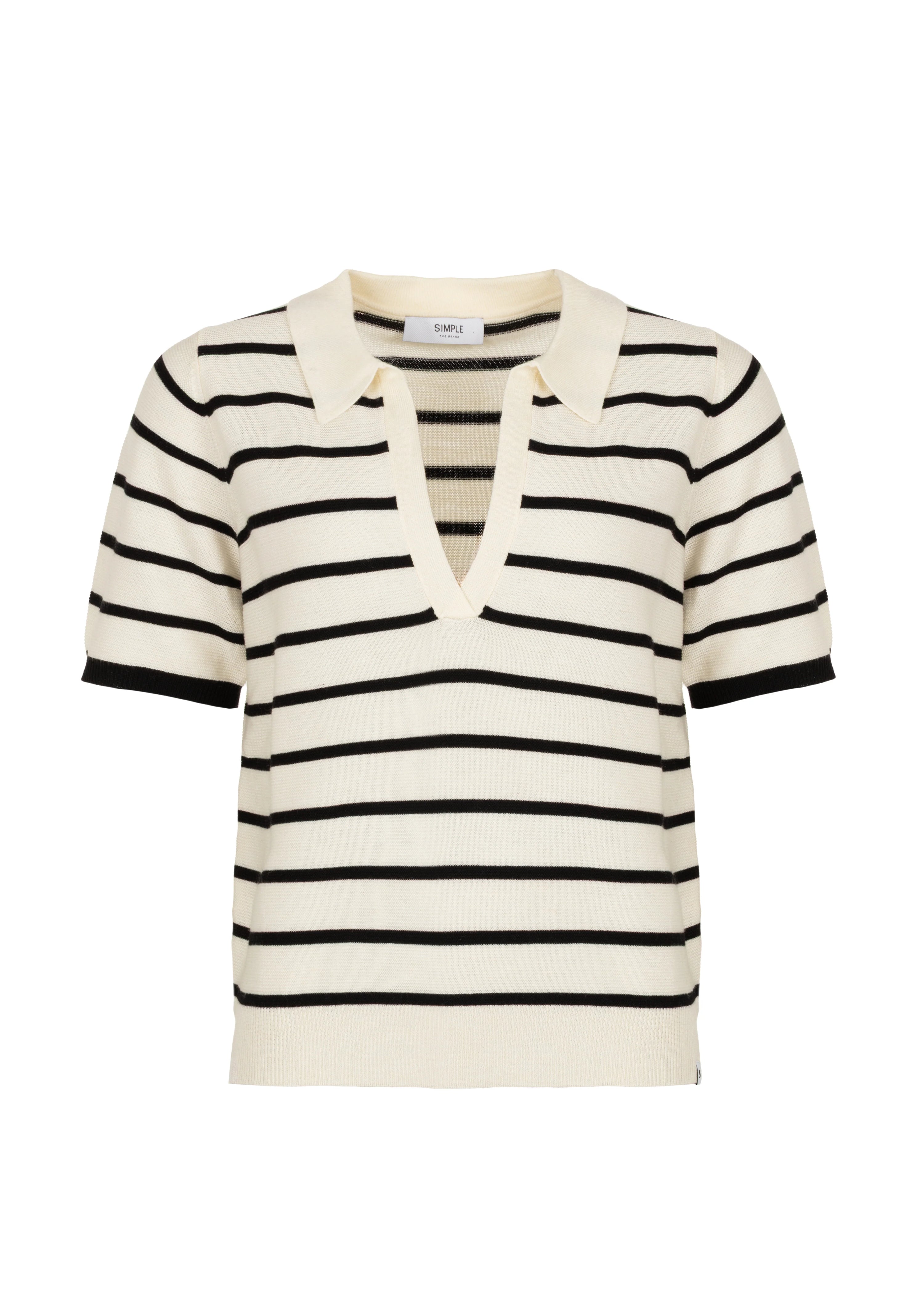 Knit-Polo Polka Egret Zwart
