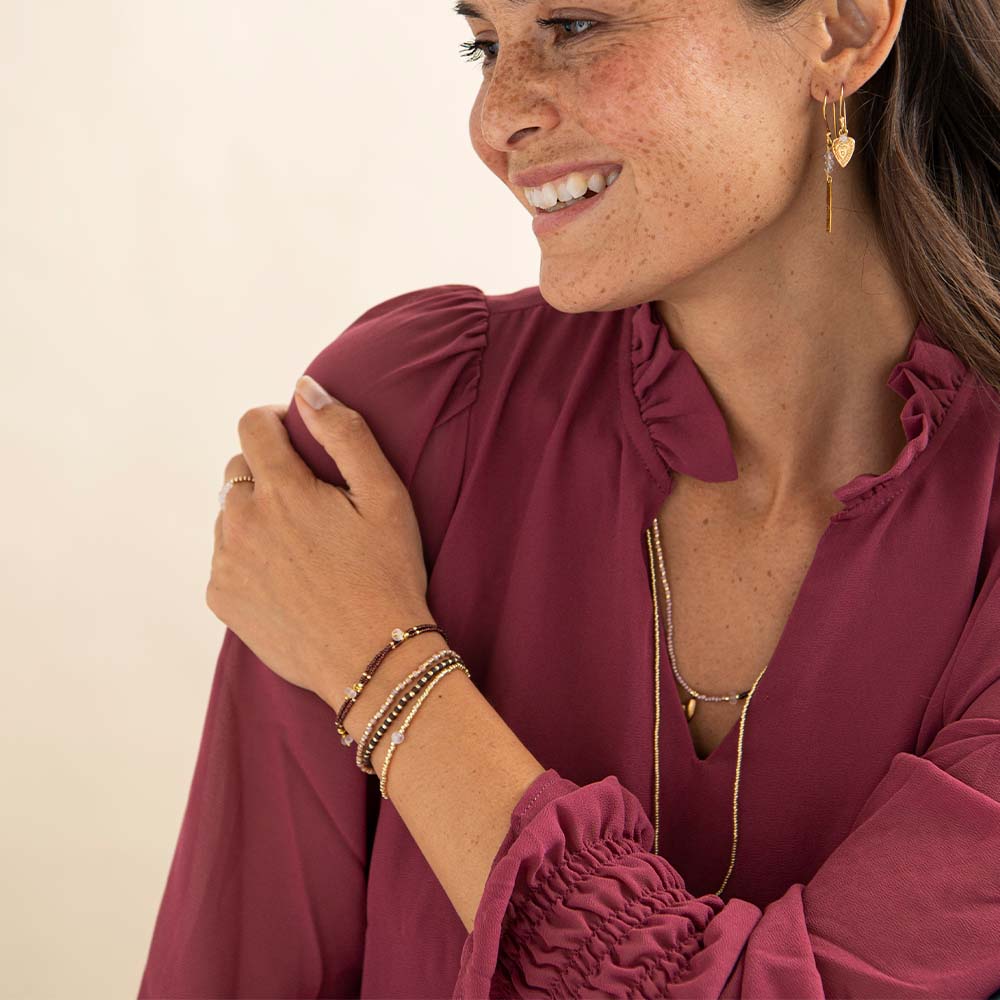 Loyal Rozenkwarts Goudkleurige Armband
