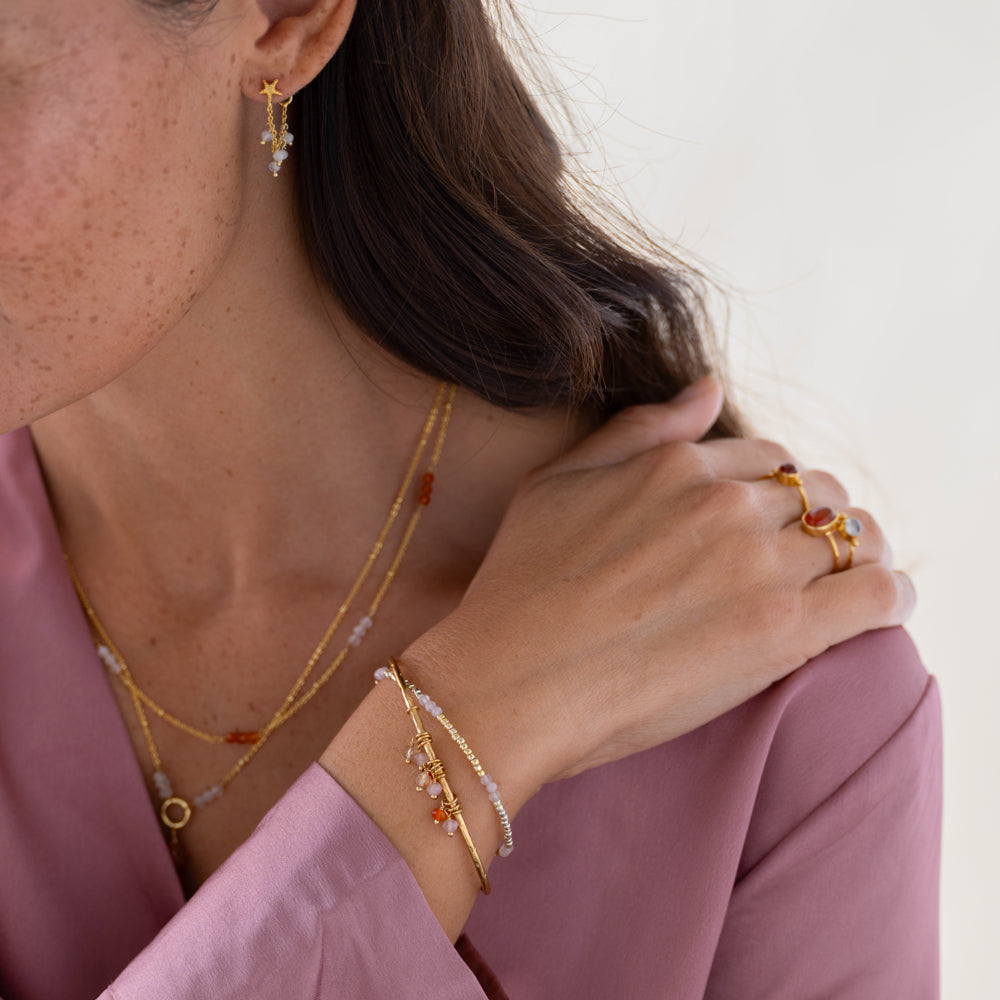 Sereen Rozenkwarts Goudkleurige Armband