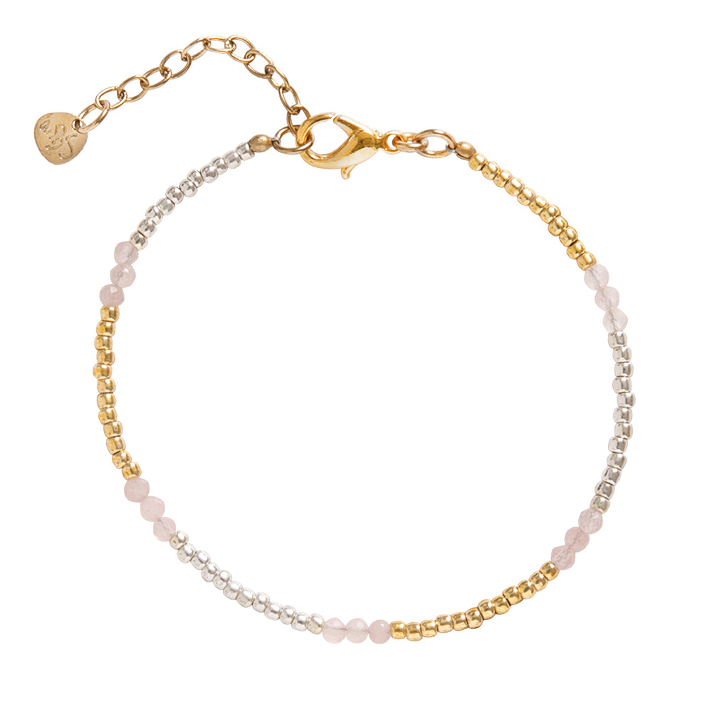 Sereen Rozenkwarts Goudkleurige Armband
