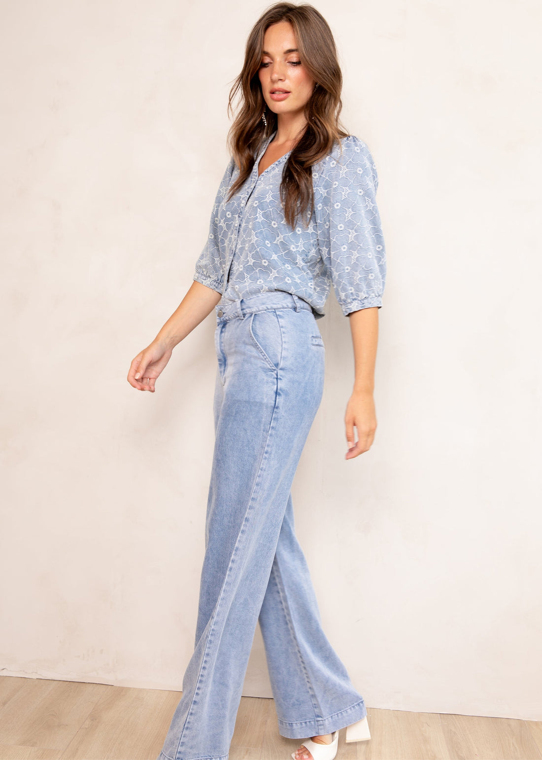 Bluse Basha Ss Mid Blue