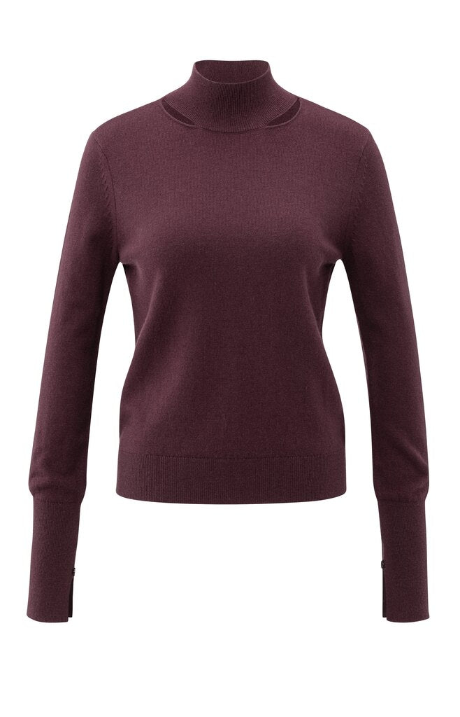 Feinstrickpullover mit Schlitzen unten am Stehkragen Fudge Purple