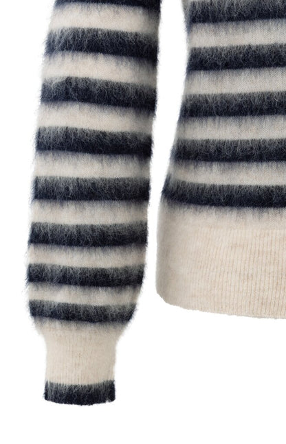 Gestreifter Pullover mit Rundhals und langen Ärmeln Collegiate Blue Design