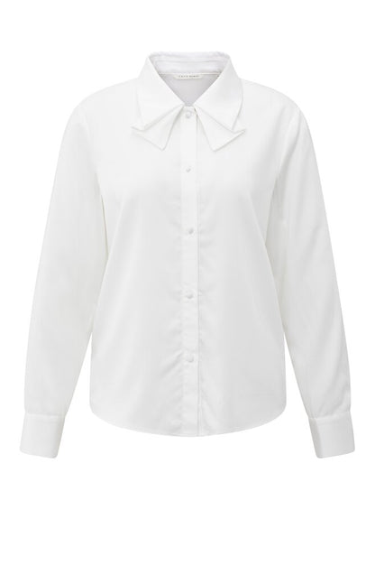 Bluse mit schleifenartigem Detail am Kragen Pure White