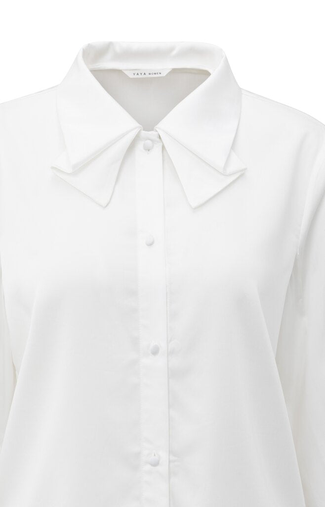 Blouse met strikdetail aan de kraag Pure White