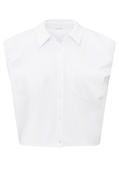 Jerseybluse mit dezent gepufften Ärmeln Pure White