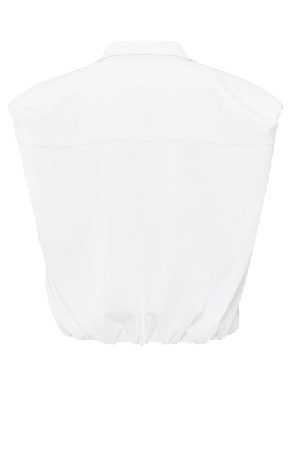 Jerseybluse mit dezent gepufften Ärmeln Pure White