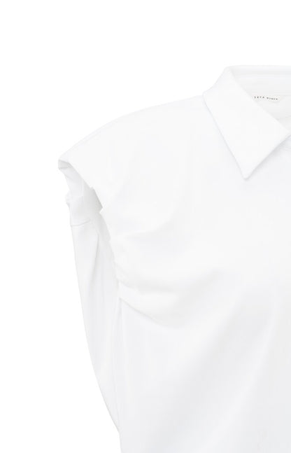 Jerseybluse mit dezent gepufften Ärmeln Pure White