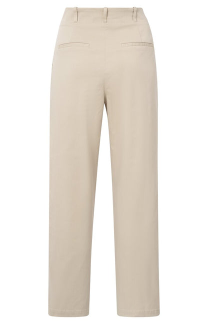 Gewebte Baumwollhose mit hohem Bund Humus Beige
