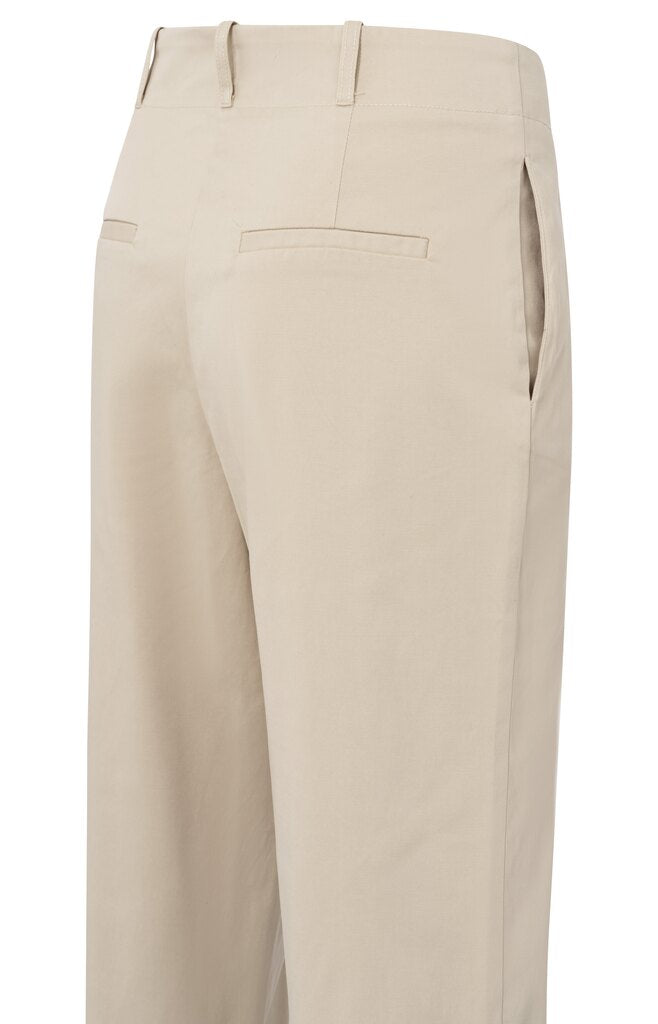Gewebte Baumwollhose mit hohem Bund Humus Beige